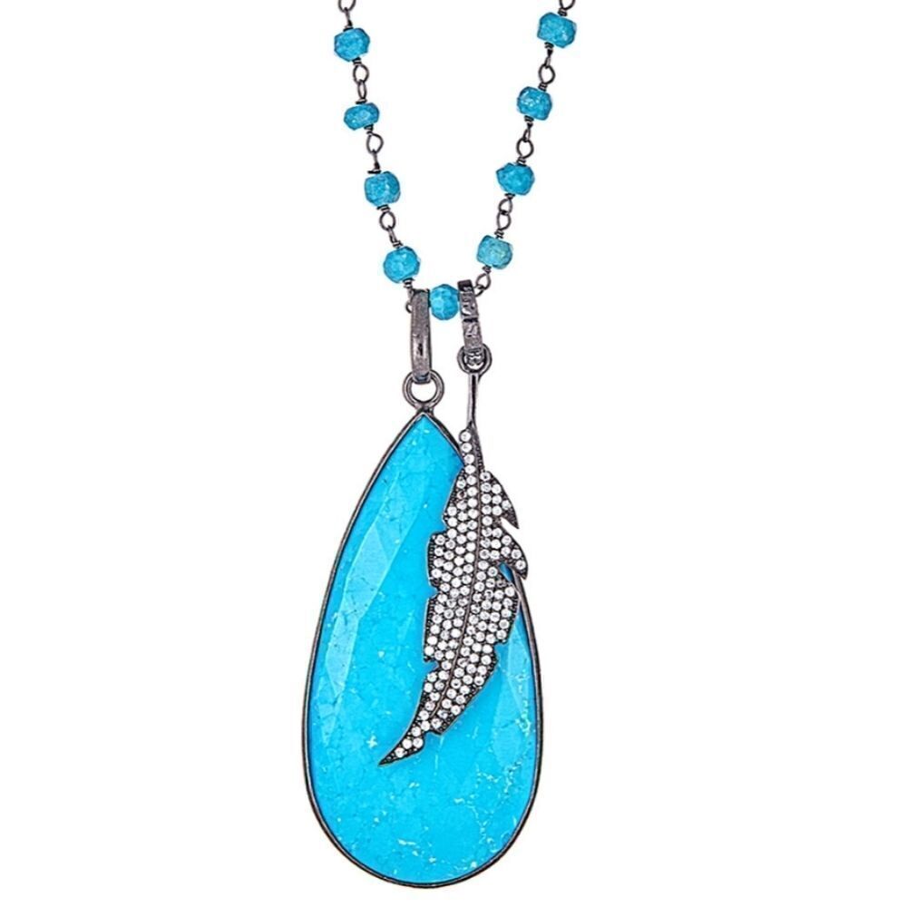 FOREVER CREATIONS Silver 65.00ct.tw. Turquoise 36in Necklace